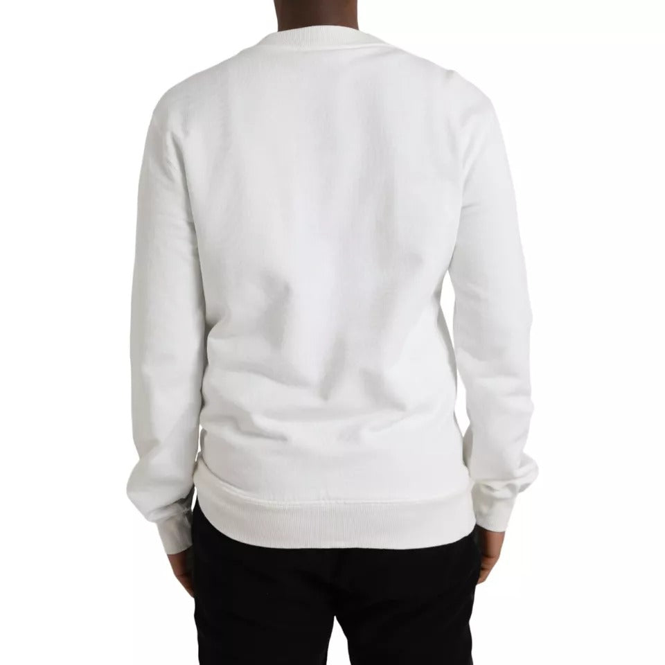  - White Logo Cotton Crew Neck Pullover Sweater