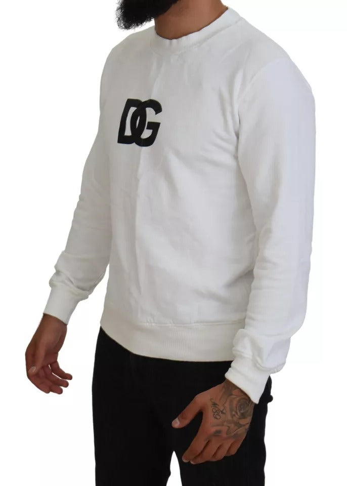  - White Logo Cotton Crew Neck Pullover Sweater