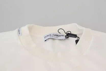  - White Logo Cotton Crew Neck Pullover Sweater