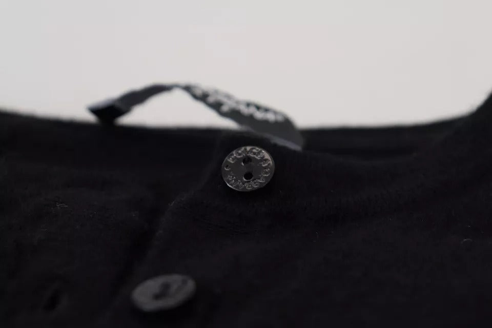  - Black Button Down Slim Cardigan Wool Sweater