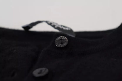  - Black Button Down Slim Cardigan Wool Sweater