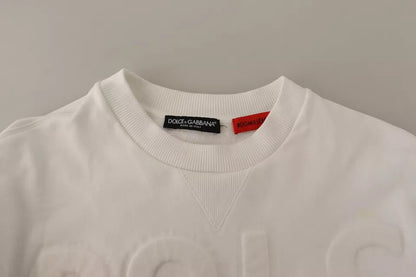  - White Logo Embossed Cotton Sweatshirt Sweater