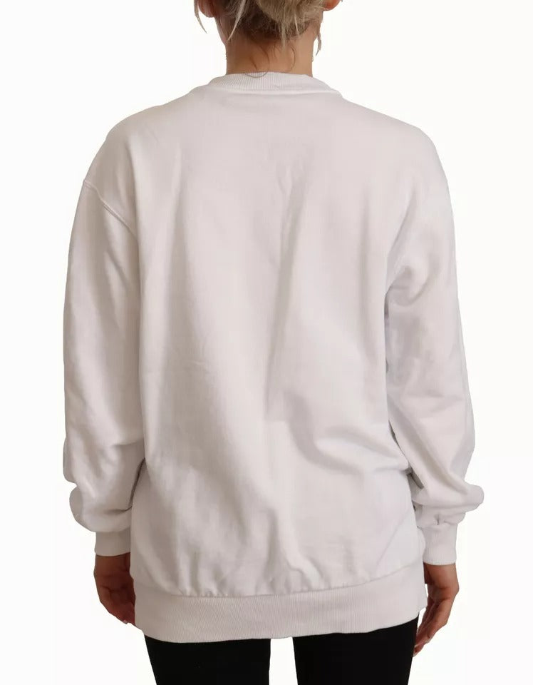  - White Logo Embossed Cotton Sweatshirt Sweater