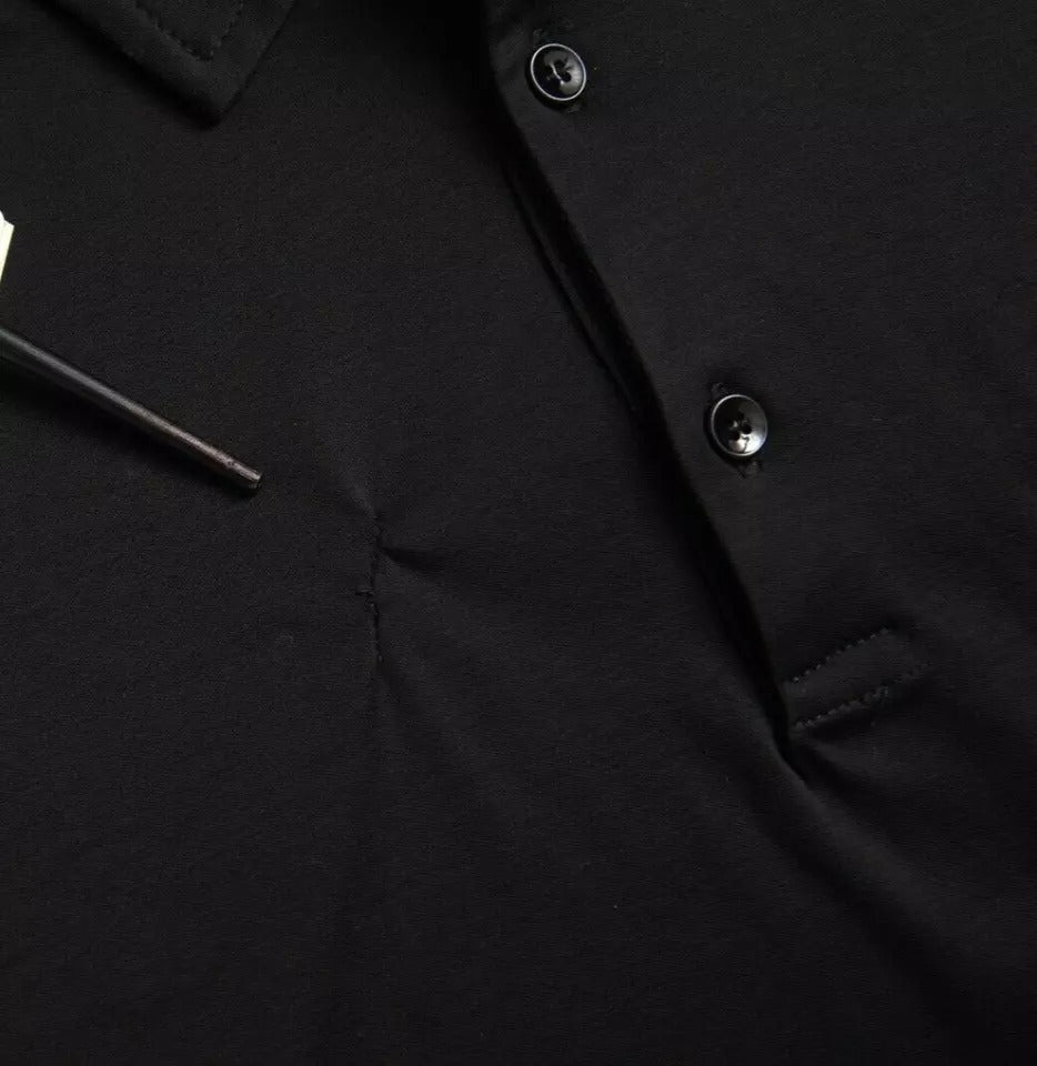  - Black Logo Cotton Collared Polo Top T-shirt