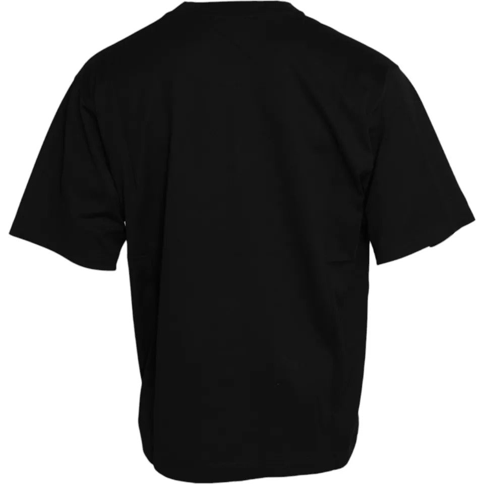  - Black Logo Patch Cotton Crew Neck T-shirt