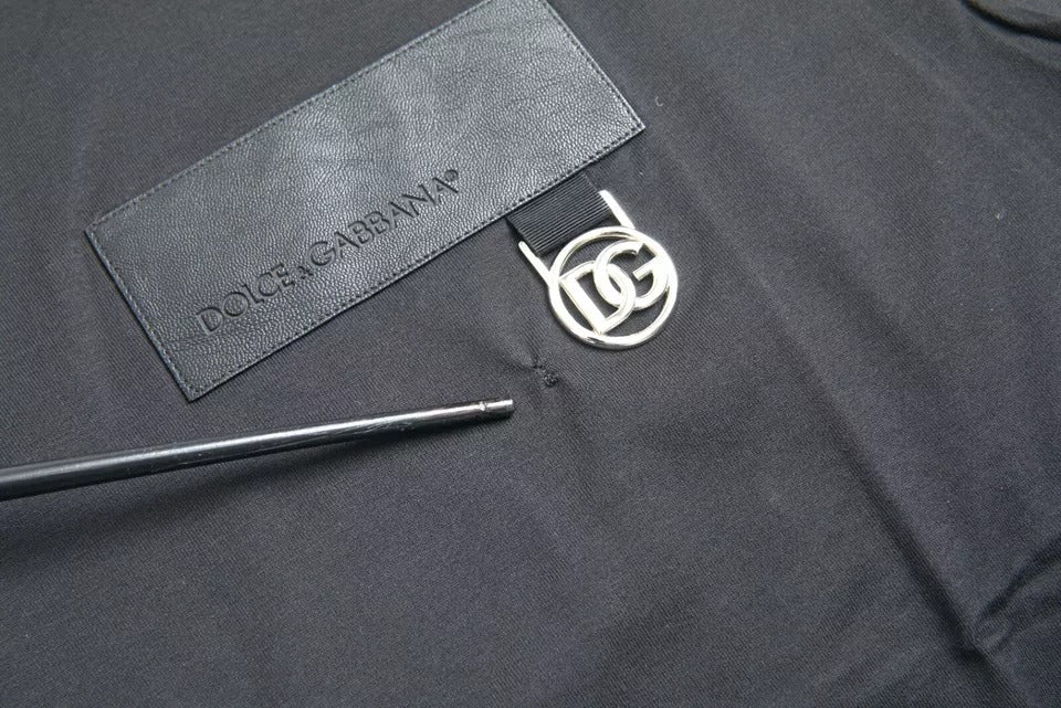  - Black Logo Patch Cotton Crew Neck T-shirt
