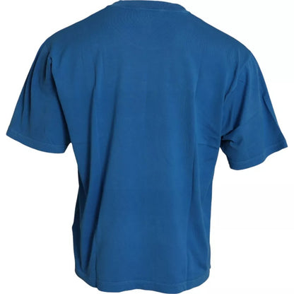  - Blue Logo Print Short Sleeve Cotton T-shirt