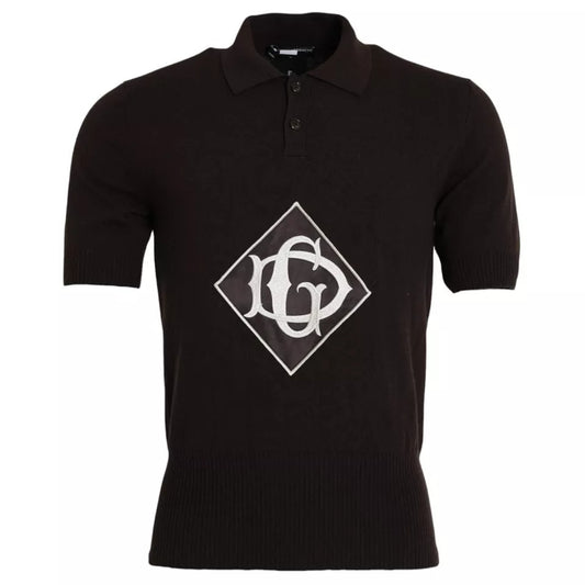  - Brown Logo Collared Short Sleeve Men T-shirt