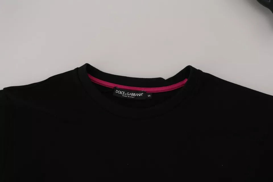  - Black Printed Crewneck Tee Cotton T-shirt