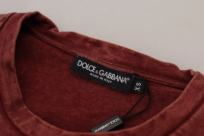  - Maroon Printed Crewneck Tee Cotton T-shirt