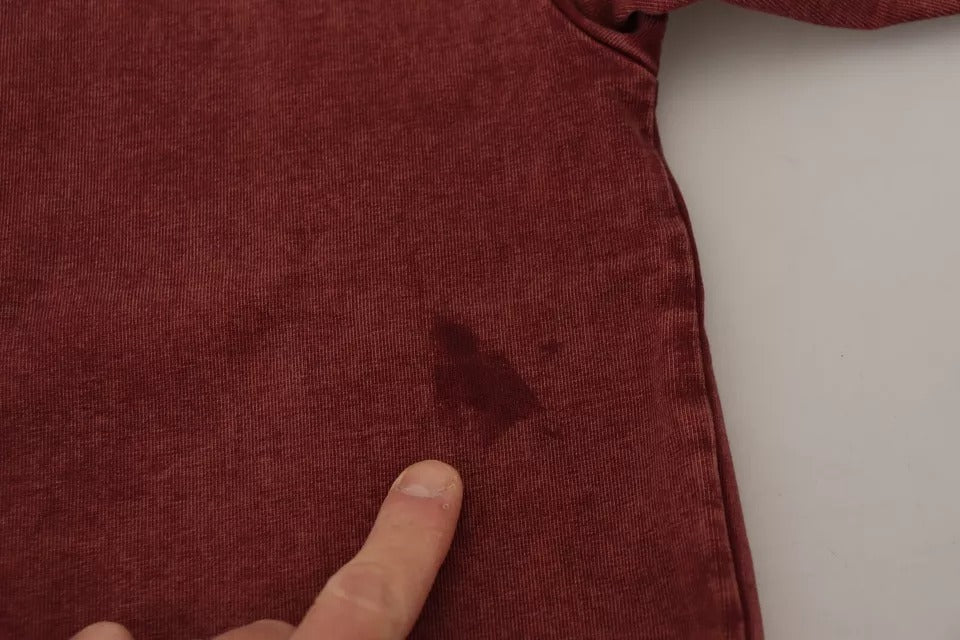  - Maroon Printed Crewneck Tee Cotton T-shirt
