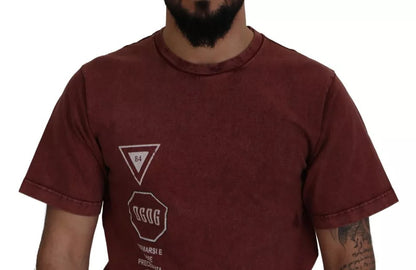  - Maroon Printed Crewneck Tee Cotton T-shirt