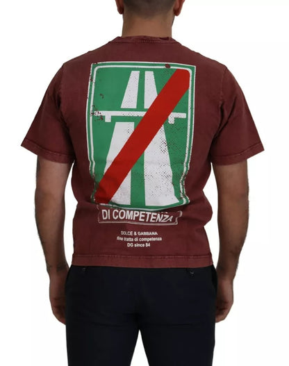  - Maroon Printed Crewneck Tee Cotton T-shirt