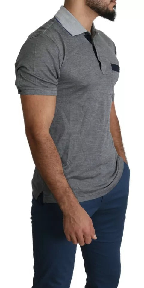 Gray Collared Silk Polo Top Shirt T-shirt