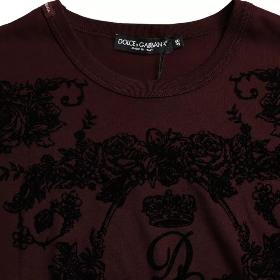  - Maroon DG Crown Floral Crewneck Men T-shirt