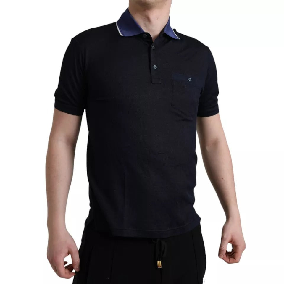  - Navy Blue Collared Short Sleeve Polo T-shirt