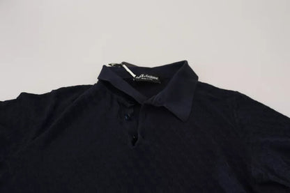  - Dark Blue Collared Polo Casual Silk T-shirt