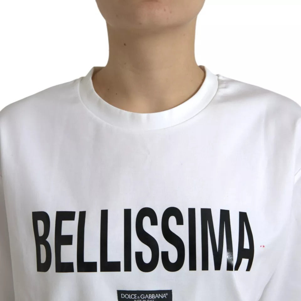  - White Bellissima Cotton Crew Neck T-shirt