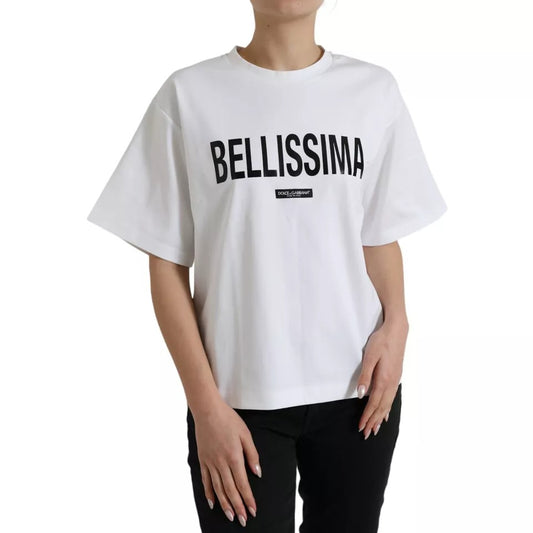  - White Bellissima Cotton Crew Neck T-shirt