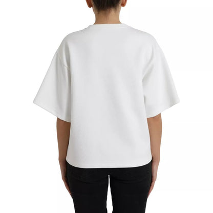  - White Cotton Black HOT Crystal Top T-shirt