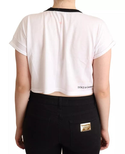  - White Forgot Print Short Sleeves Crop T-shirt