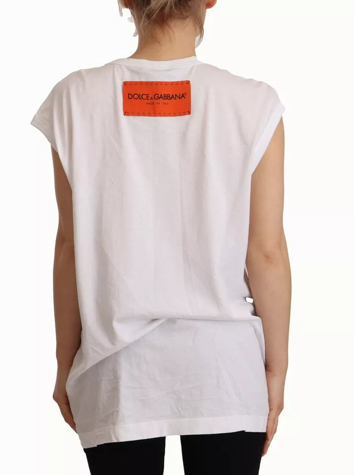 White L'AMORE Cotton Sleeveless Tank Top T-shirt