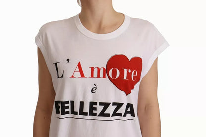  - White L'AMORE Cotton Sleeveless Tank Top T-shirt