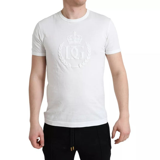  - White Logo Embossed Crew Neck Short Sleeves T-shirt