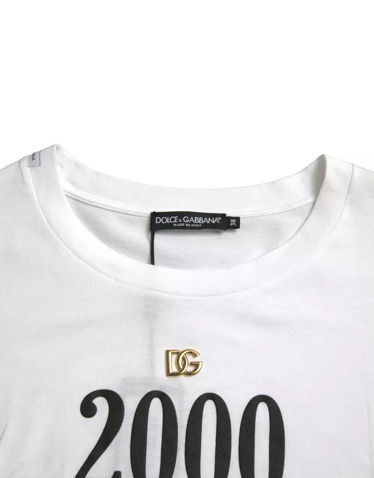  - White Slogan Print Lacing Detailed T-shirt