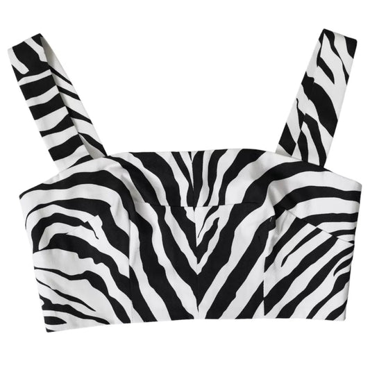 Black White Zebra Sleeveless Bustier Crop Top - The Luxe Alliance