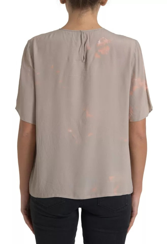 Brown Round Neck Short Sleeve Blouse Top - The Luxe Alliance