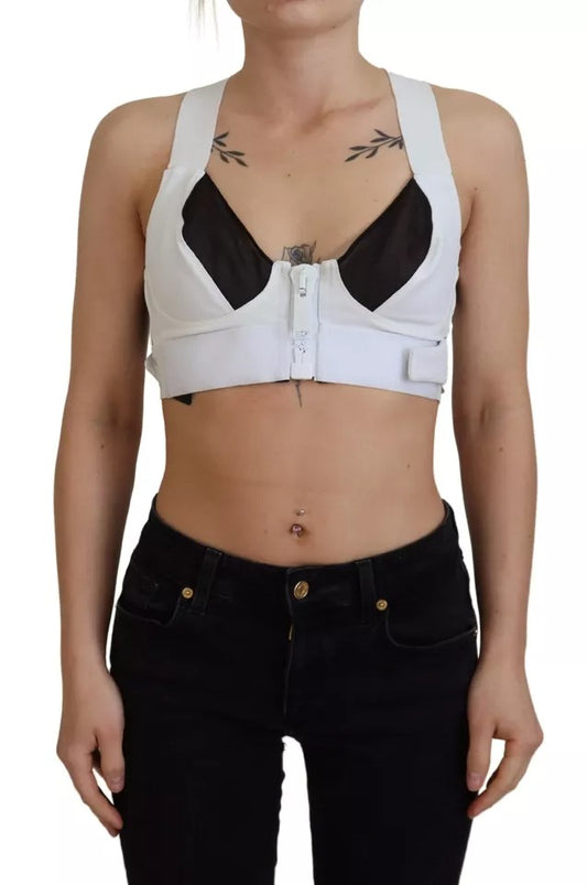 White Viscose Sleeveless Cropped Bustier Top - The Luxe Alliance