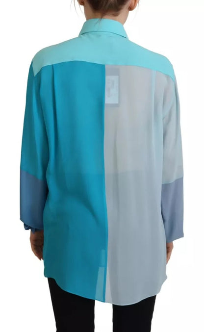  - Blue Collar Long Sleeve Blouse Silk Top