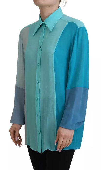  - Blue Collar Long Sleeve Blouse Silk Top