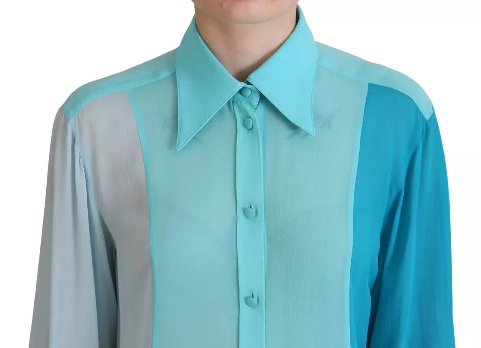  - Blue Collar Long Sleeve Blouse Silk Top