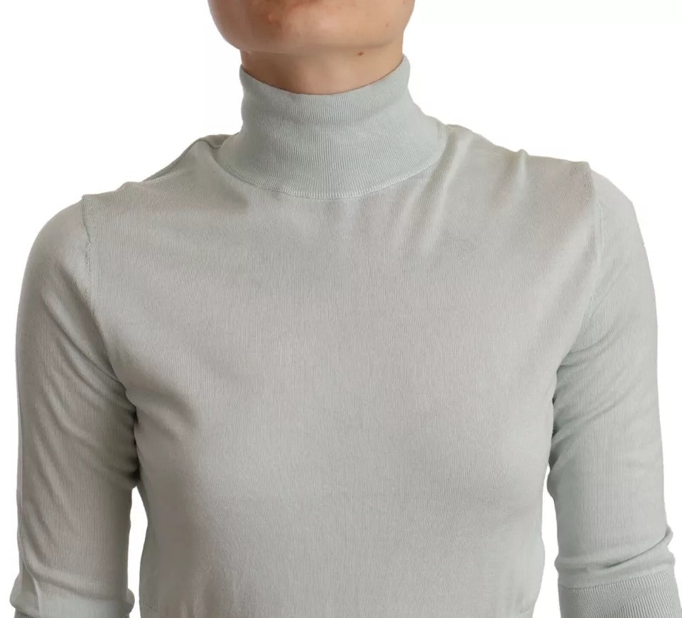  - Mint Green 3/4 Sleeves Turtle Neck Silk Top