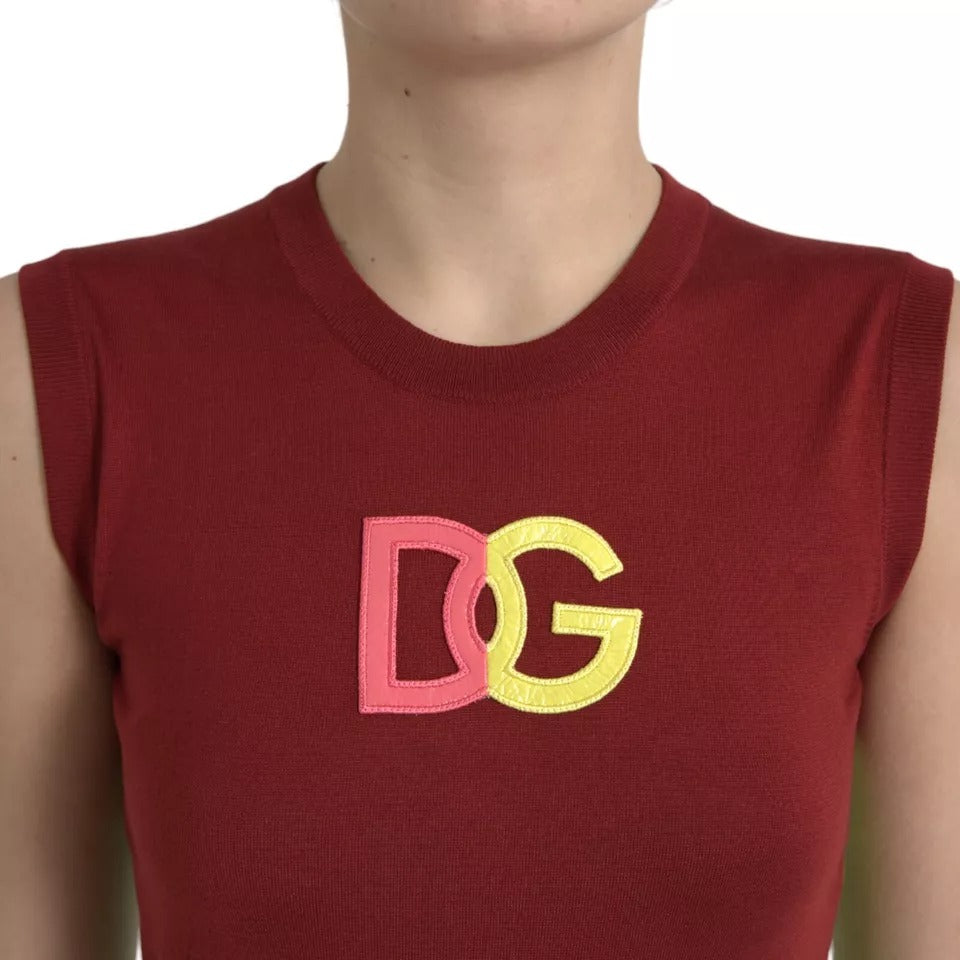  - Red Green Silk DG Logo Sleeveless Tank Top