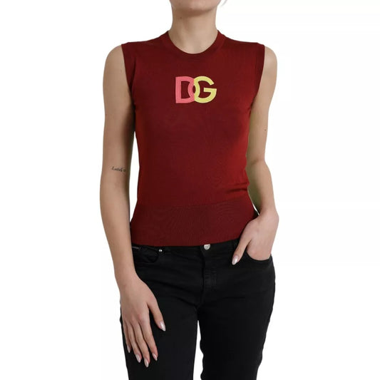  - Red Green Silk DG Logo Sleeveless Tank Top