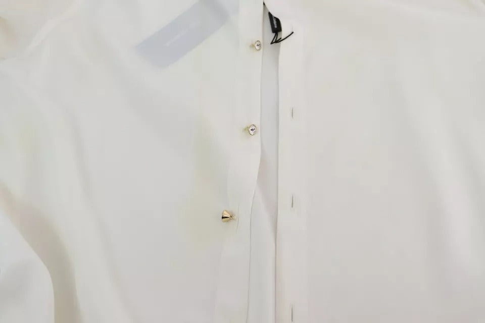  - White Blouse Ascot Collar Shirt Silk Top