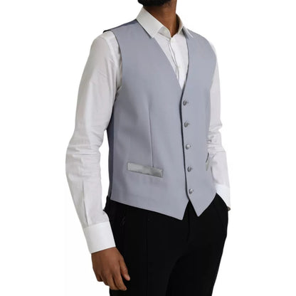  - Light Blue Wool Formal Dress Waistcoat Vest