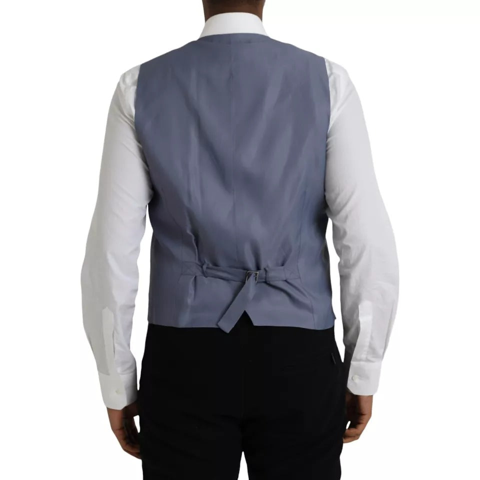  - Light Blue Wool Formal Dress Waistcoat Vest