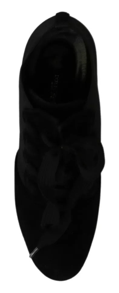  - Black Suede Stretch Ankle Boots Booties Shoes
