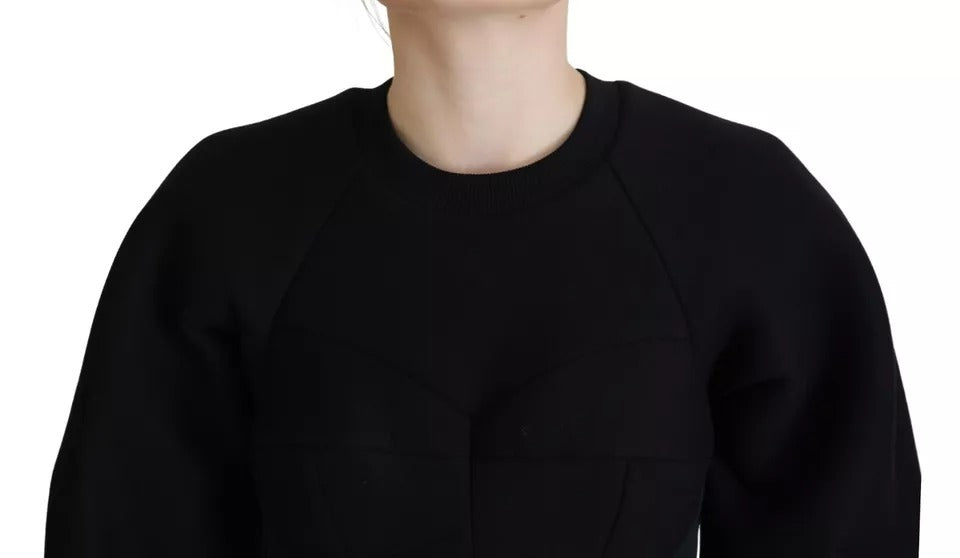  - Black Long Sleeves A-line Mini Cotton Dress