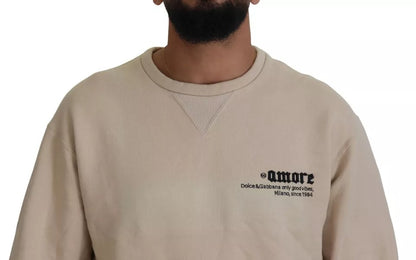  - Beige Amore Cotton Crew Neck Pullover Sweater