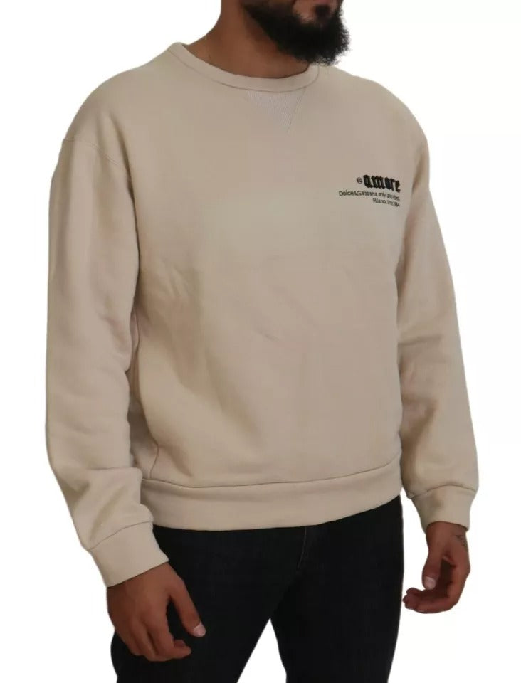  - Beige Amore Cotton Crew Neck Pullover Sweater