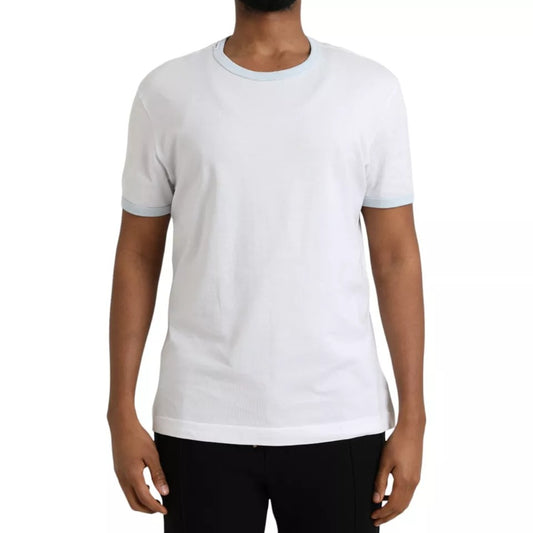  - White Cotton Round Neck Short Sleeve T-shirt