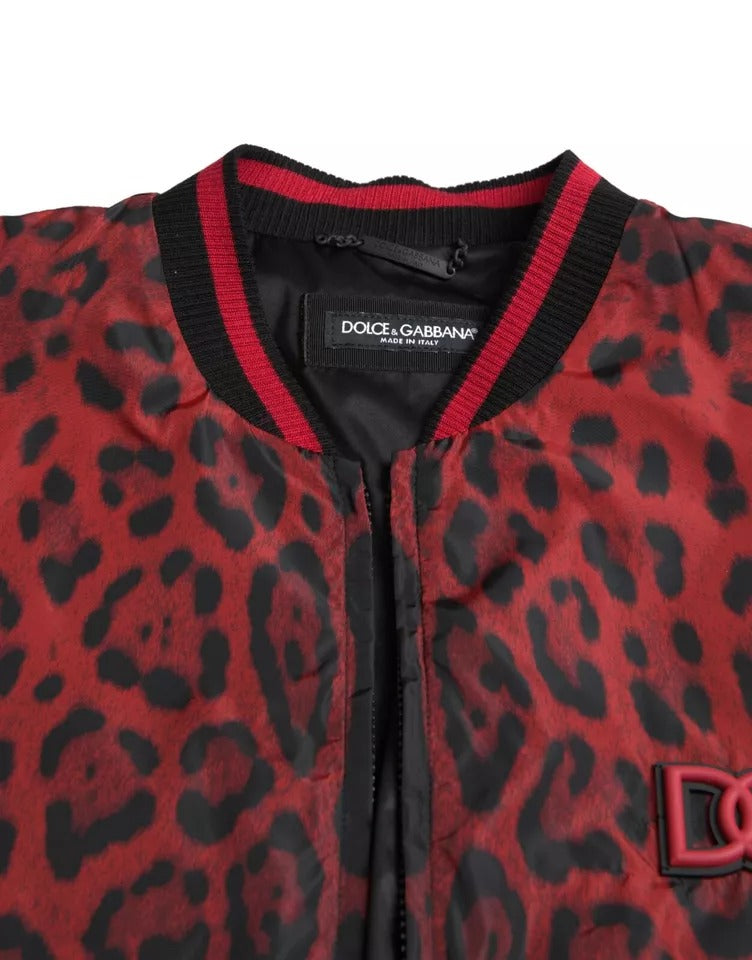  - Red Leopard Bomber Short Coat Jacket