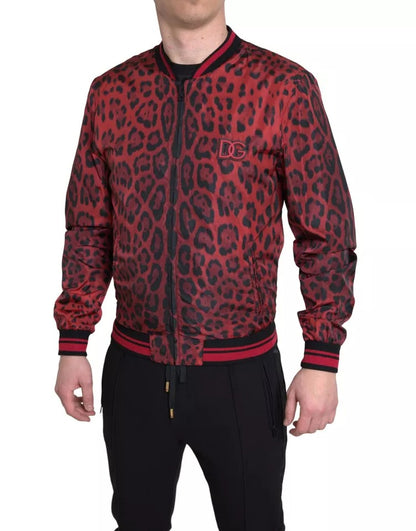  - Red Leopard Bomber Short Coat Jacket