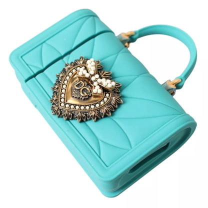 Turquoise Silicone Devotion Heart Bag Cover Hand Airpods Case - The Luxe Alliance