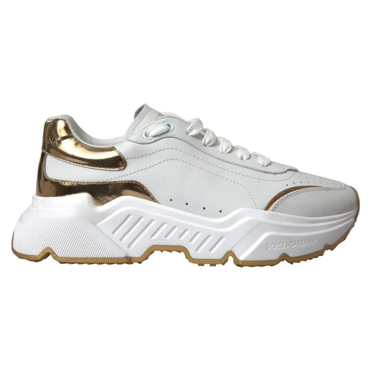  - White Gold Leather Men Sneakers DAYMASTER Shoes